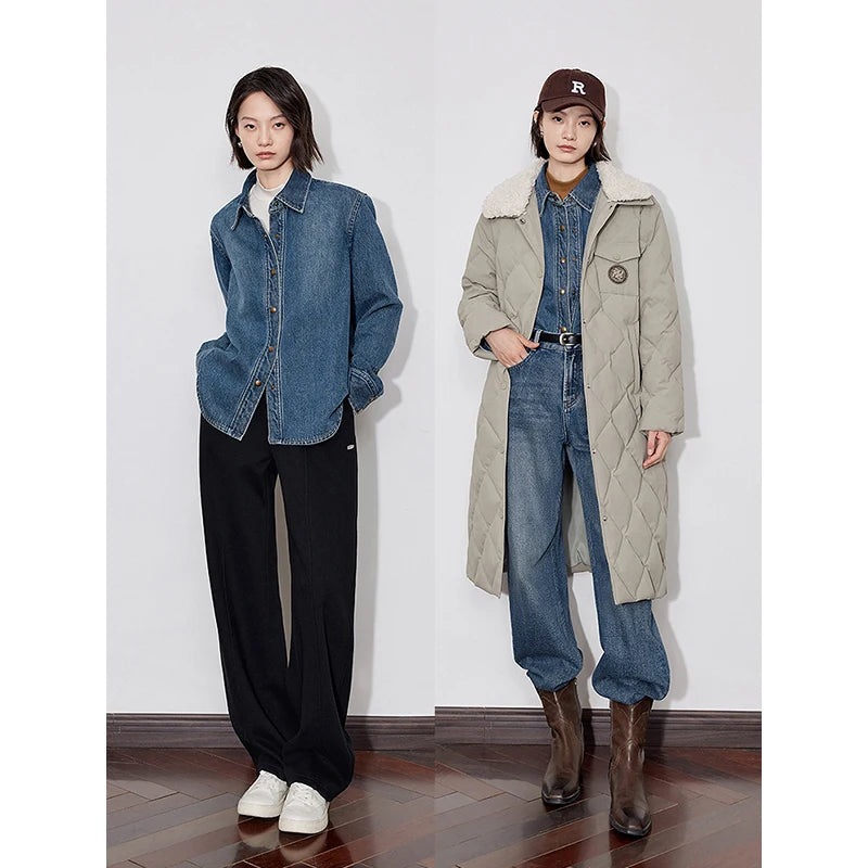 Gradient Denim Blouse Vintage Cowboy Shirt