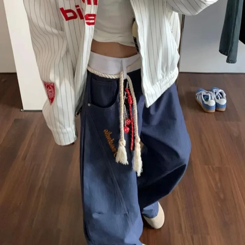 Versatile Retro Embroidered Heavy Work Jeans