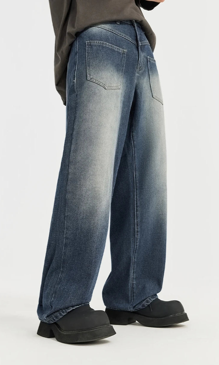 Vintage Classic Washed Denim Pants Jeans