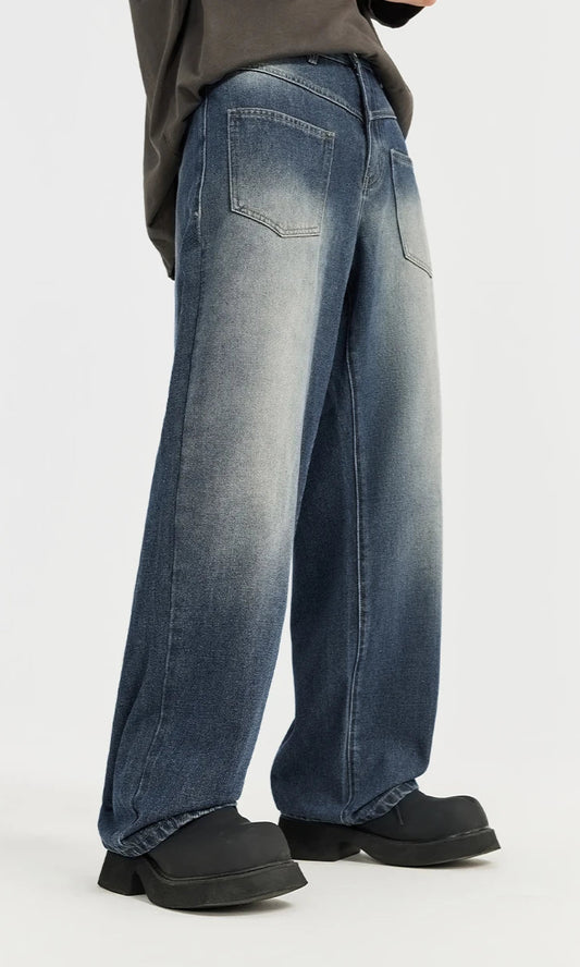 Vintage Classic Washed Denim Pants Jeans