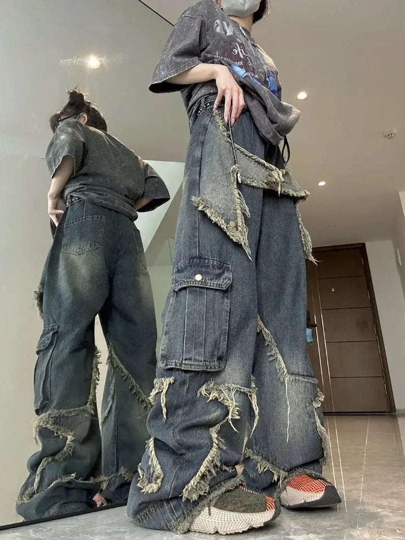 Vintage Oversize Star Patched Denim Jeans