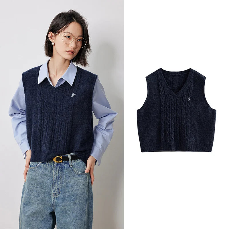 Cozy Knit Sleeveless Pullover Sweater Crop