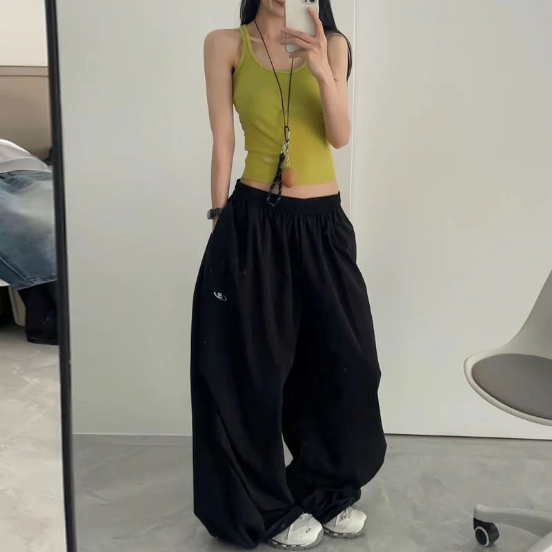 Trendy Oversized Black Wide Leg Pants
