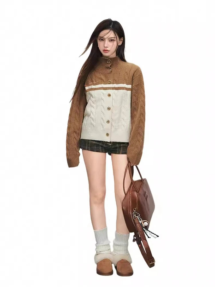 Vintage Chunky Knit Turtleneck Sweater Coat