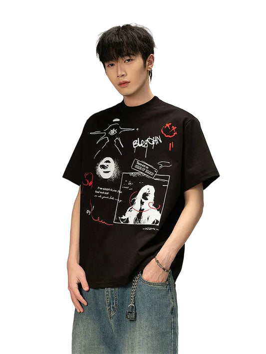 Cool Graffiti Print Loose Fit T-Shirt