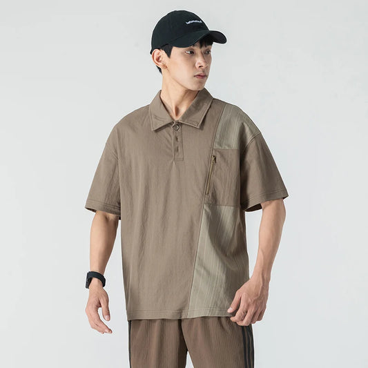 Breathable Splice Stripe Loose Fit T-Shirt