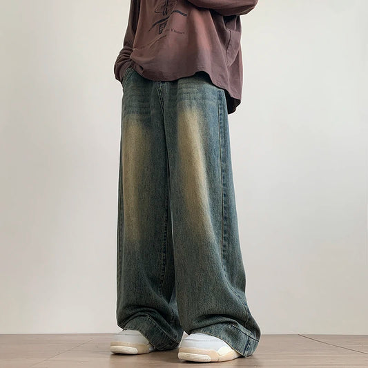 Vintage Distressed Blue Wide Leg Jeans