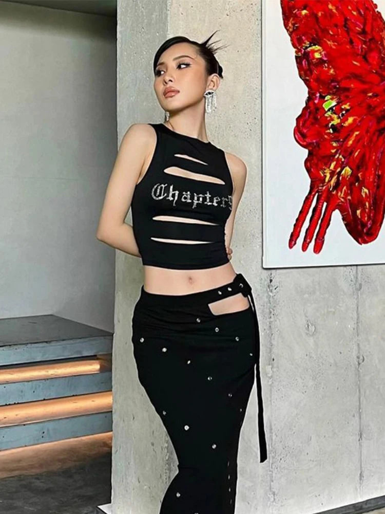 Black Gothic Vintage Y2K Camisole Tank