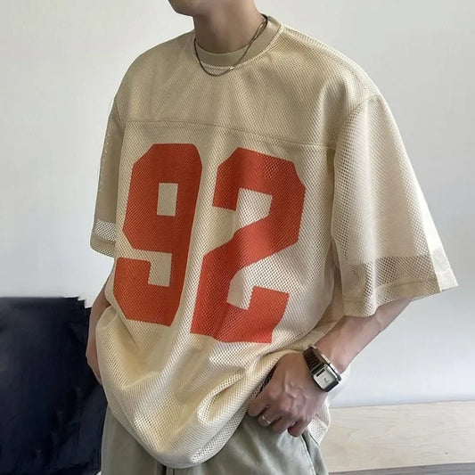 Retro Mesh Printed Breathable T-Shirt