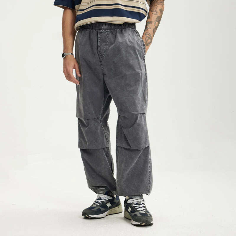 Washed Cargo Joggers Tapered Utility Pants