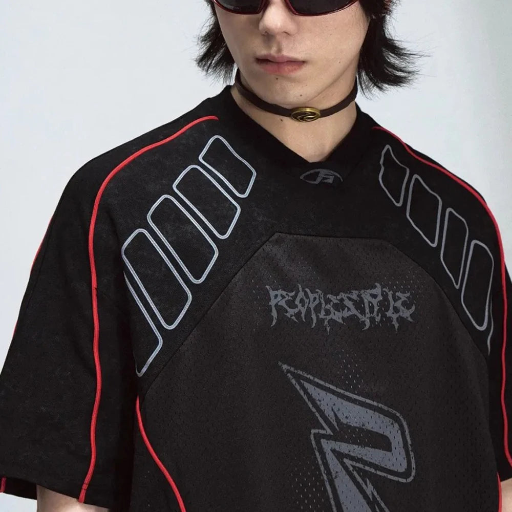 Breathable Mesh Racing Retro T-Shirt