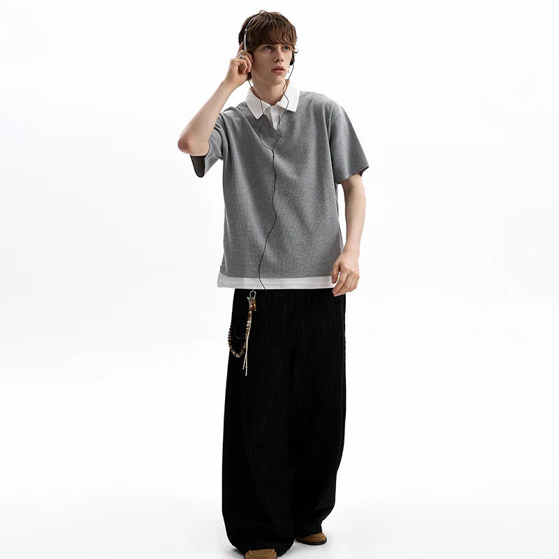 Elegant Two-Piece Lapel Short Sleeve T-Shirt