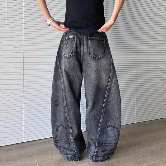 Retro Loose Washed Solid Color Jeans