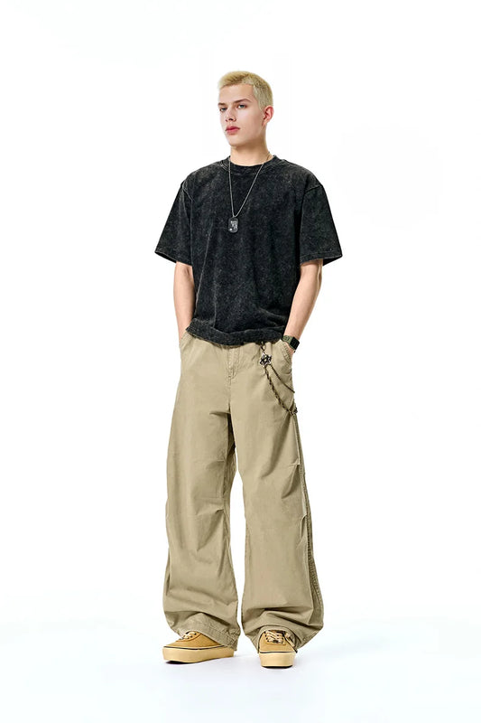 Vintage Washed Wide Leg Cargo Pants