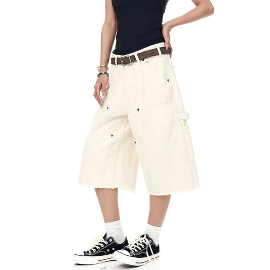 Loose Khaki Straight Leggings Short