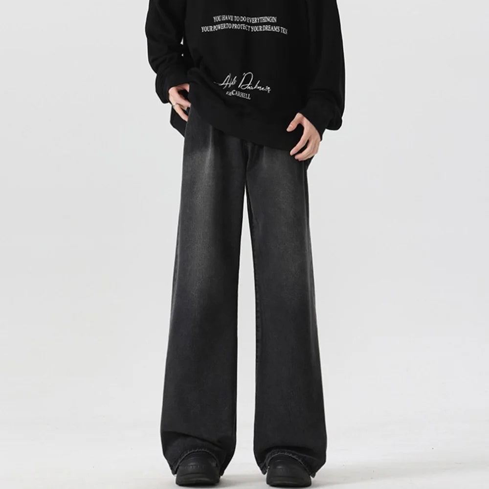 Solid Color Baggy Jeans
