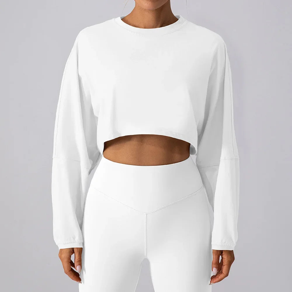 Breathable Long Sleeve Sports Crop T-Shirt