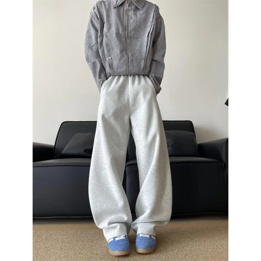Solid Loose Wide Leg Casual Pants