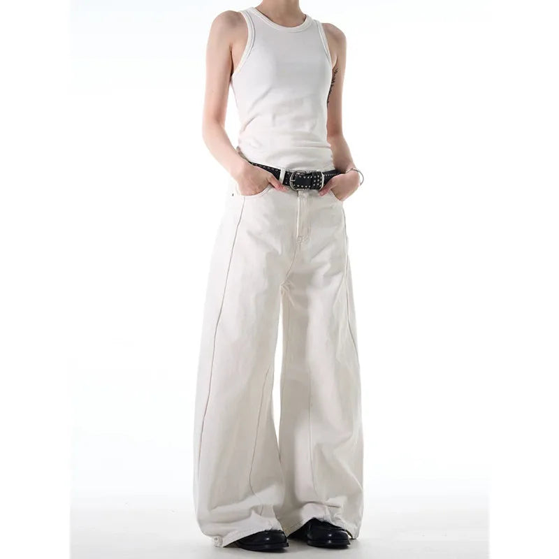 Vintage White High Waisted Wide Jeans