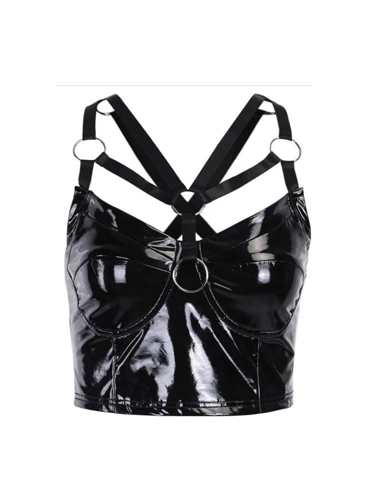 Black Y2K Leather Gothic Corset