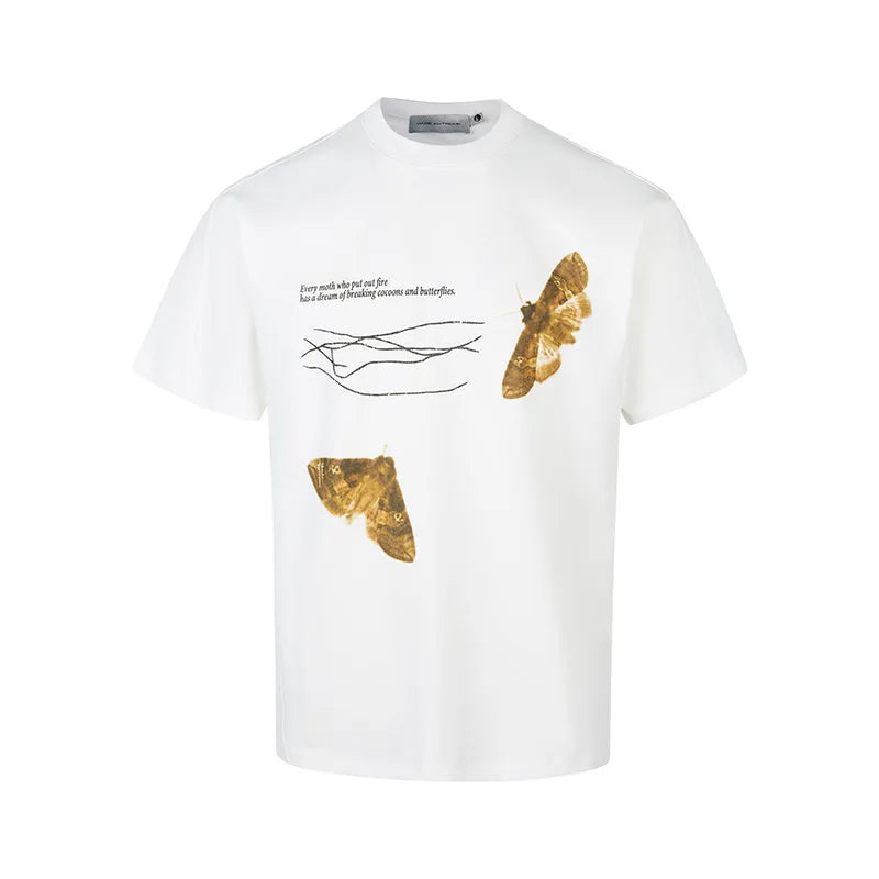 Extreme Vintage Butterfly Print Splicing T-Shirt