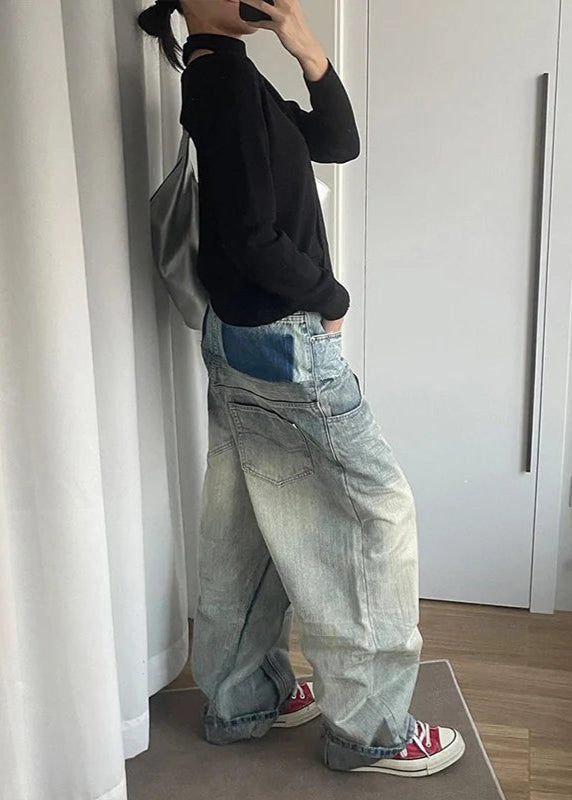 Vintage Raw Hem Wide Leg Jeans