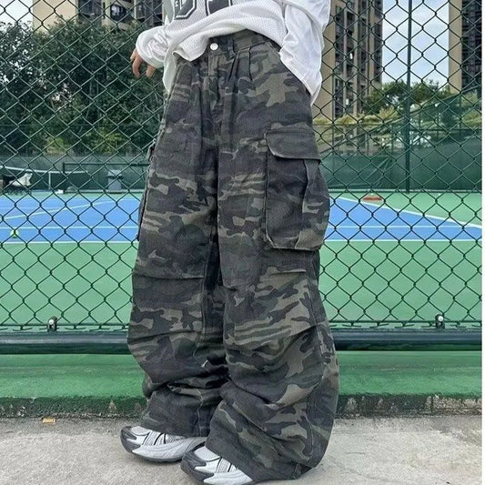Trendy Oversized Camo Cargo Pants
