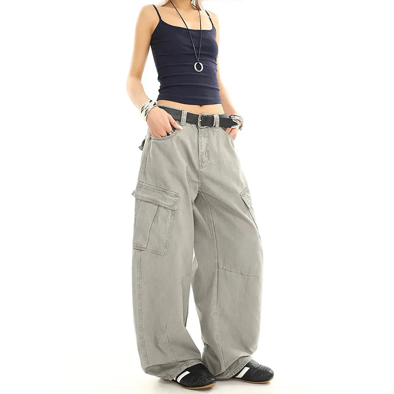 Vintage High Waist Baggy Grey Jeans