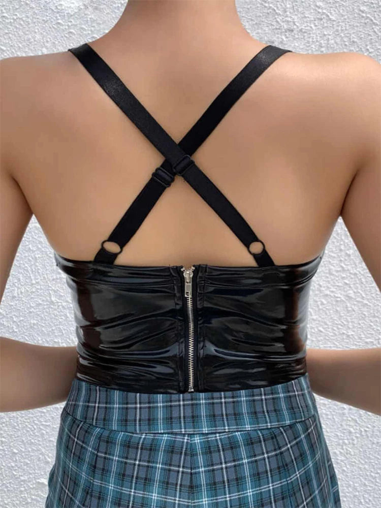 Black Y2K Leather Gothic Corset