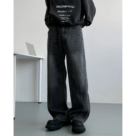 Nostalgic Winter Blue Patchwork Denim Jeans