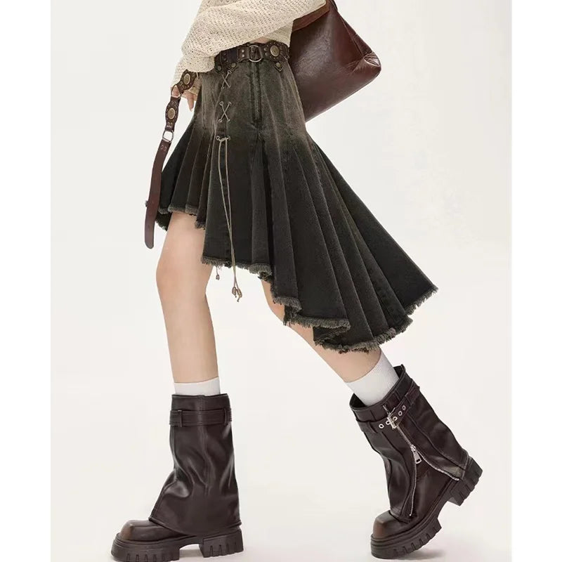 Vintage Oversized High Waist Denim Skirt