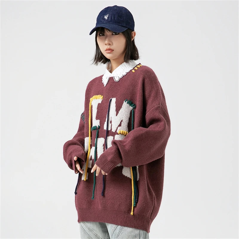 Luxury Oversize Alphabet Embroidered Knit Shirt