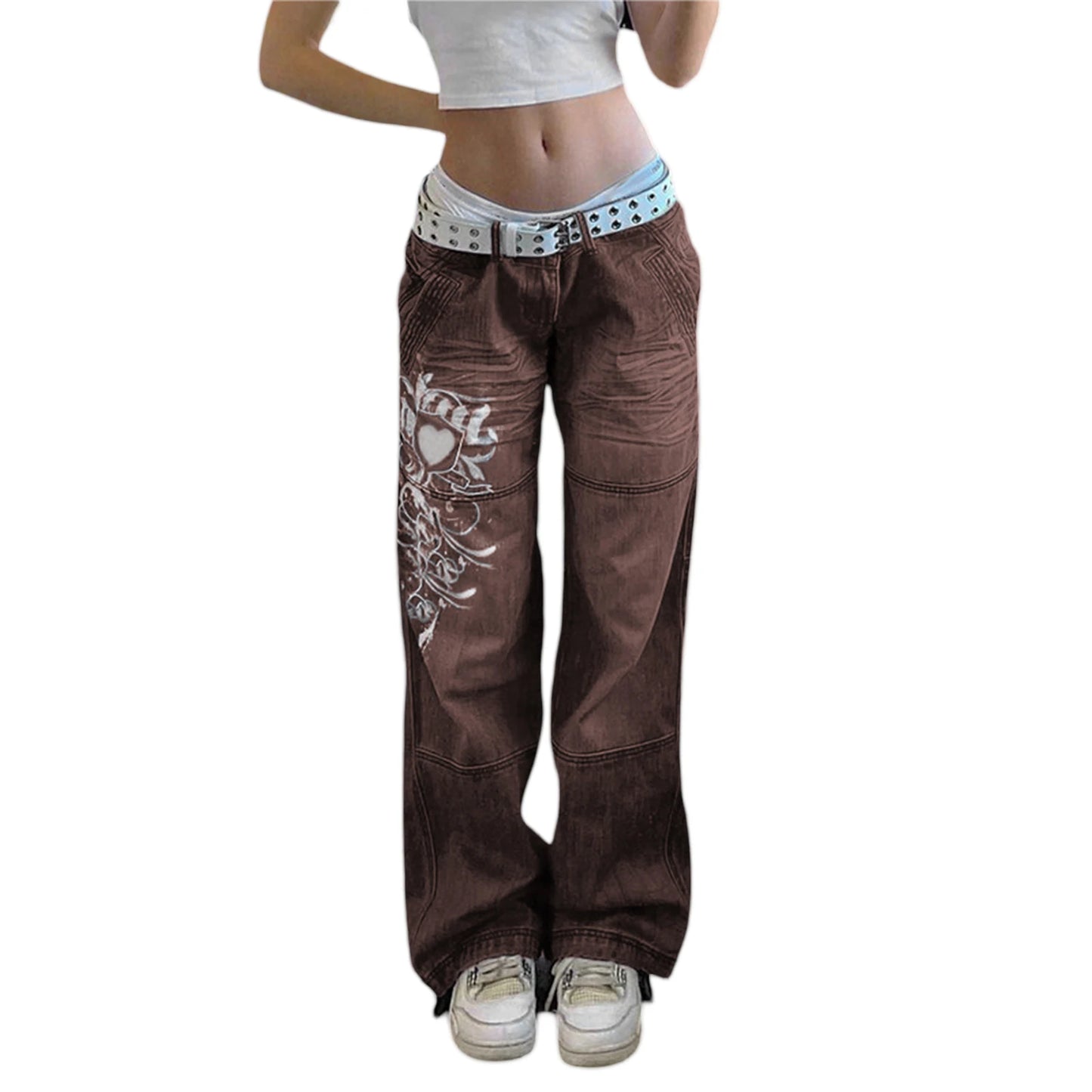 Floral Print Vintage Aesthetic Baggy Jeans
