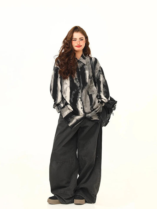 Retro Loose Tie Dye Long Shirt