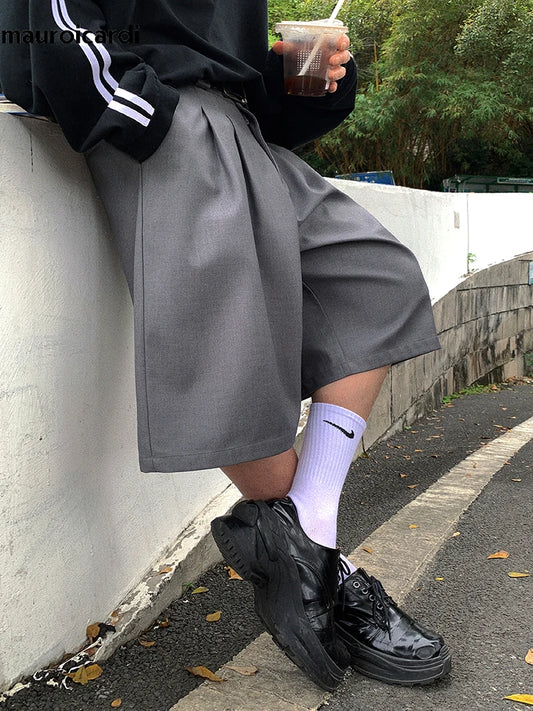 Soft Grey Pleated Shorts