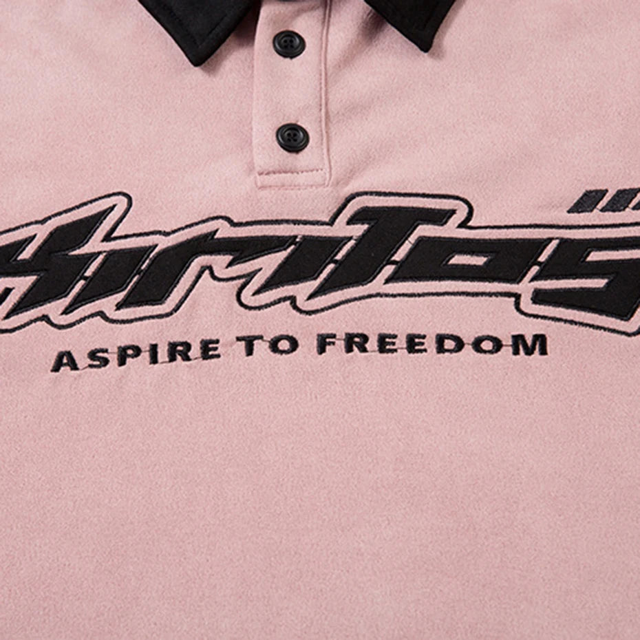 Suede Letter Embroidery Loose T-Shirt