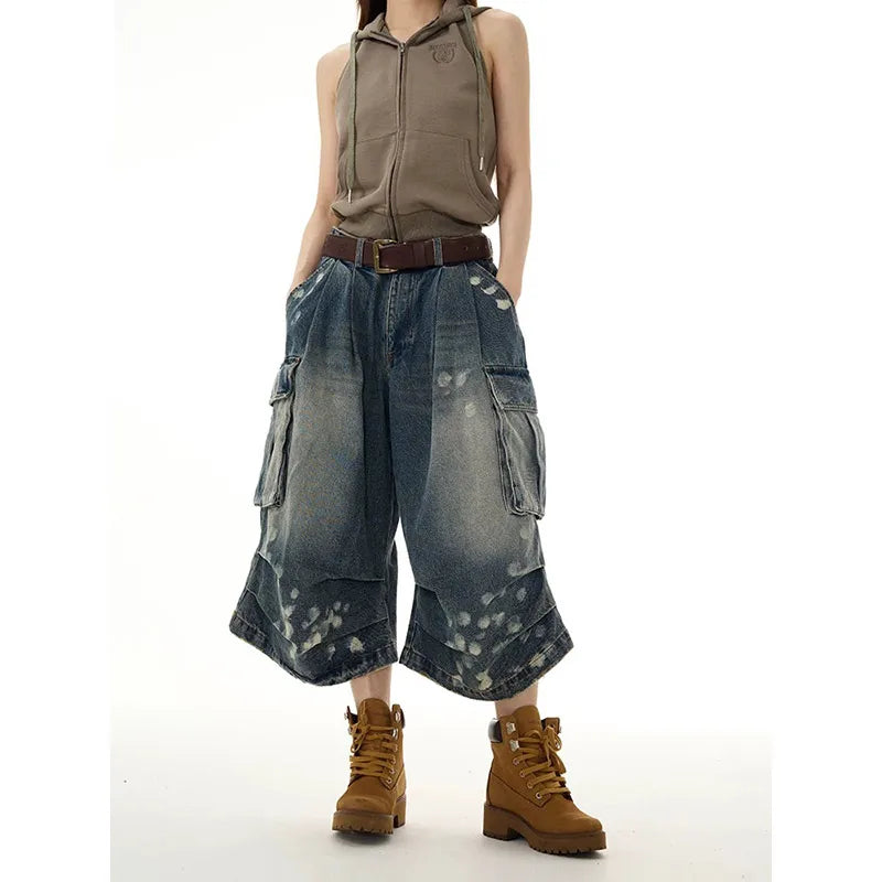 Vintage Blue Y2K Baggy High Jorts
