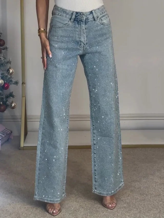 Diamonds High Waist Distressed Denim Jeans