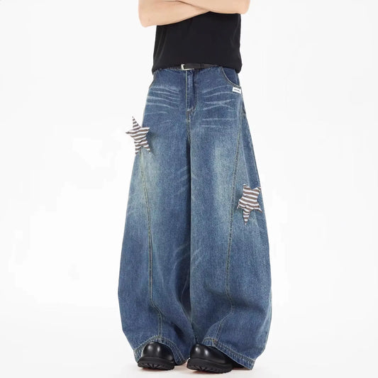 Vintage Low Waist Lace Wide Jeans