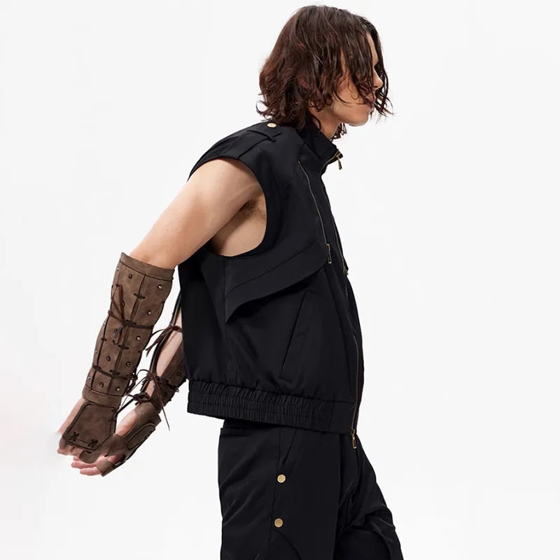 Trendy Patchwork Sleeveless Vest Jacket