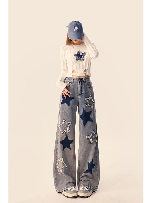 Vintage Star Embroidered Denim Jeans