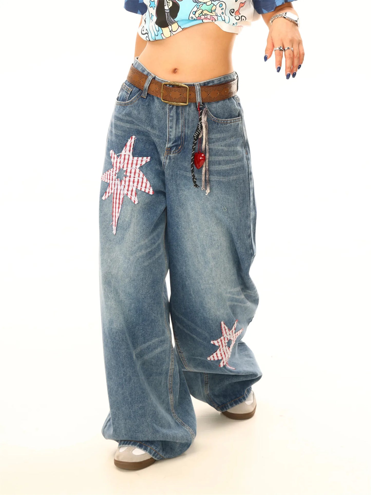 Rivet Star Patchwork Denim Jeans