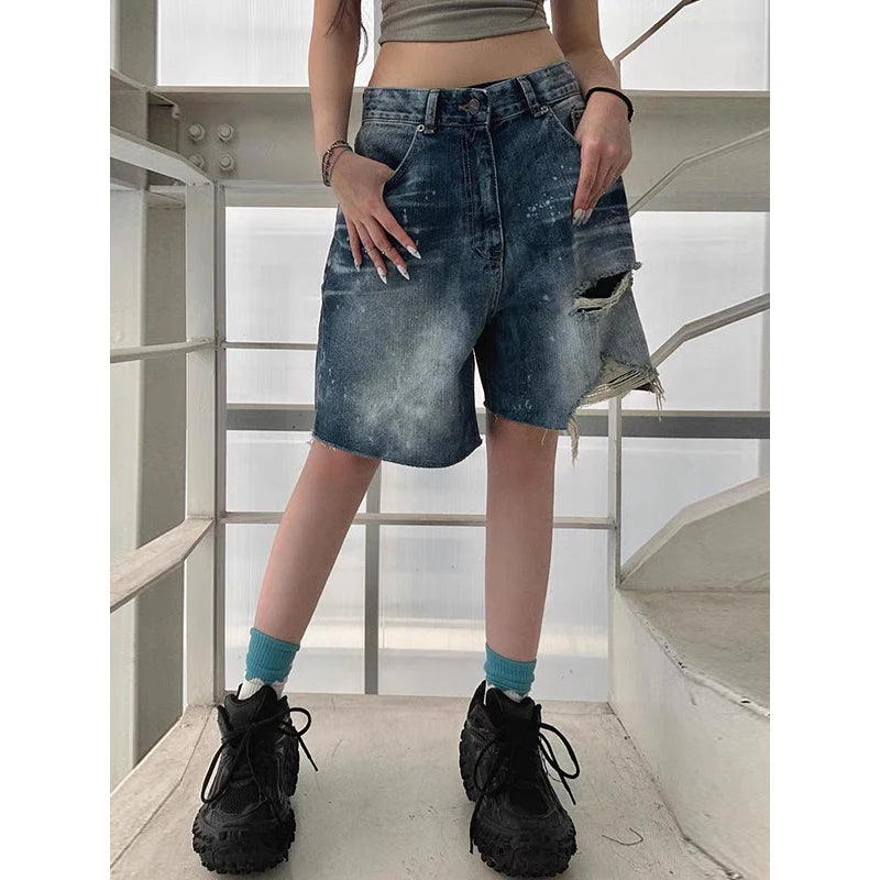 Vintage Starry Blue Baggy Y2K Shorts