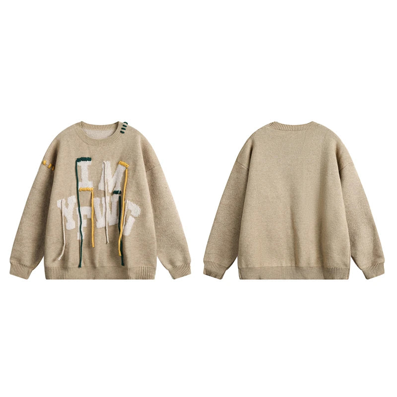 Luxury Oversize Alphabet Embroidered Knit Shirt