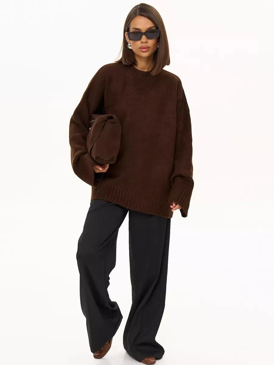 Brown Oversize Horn Cuff Sweater