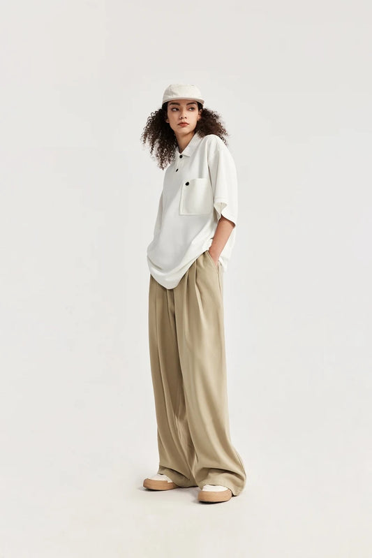 Elastic Waist Black Wide Leg Pants