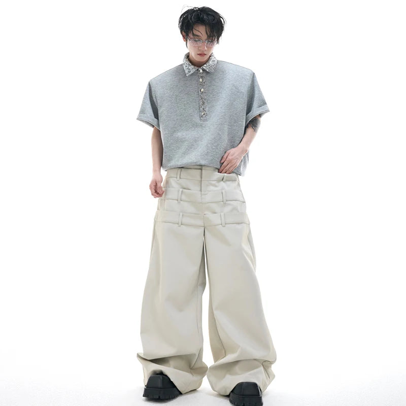 Stylish Original Patchwork Shoulder Pad T-Shirt