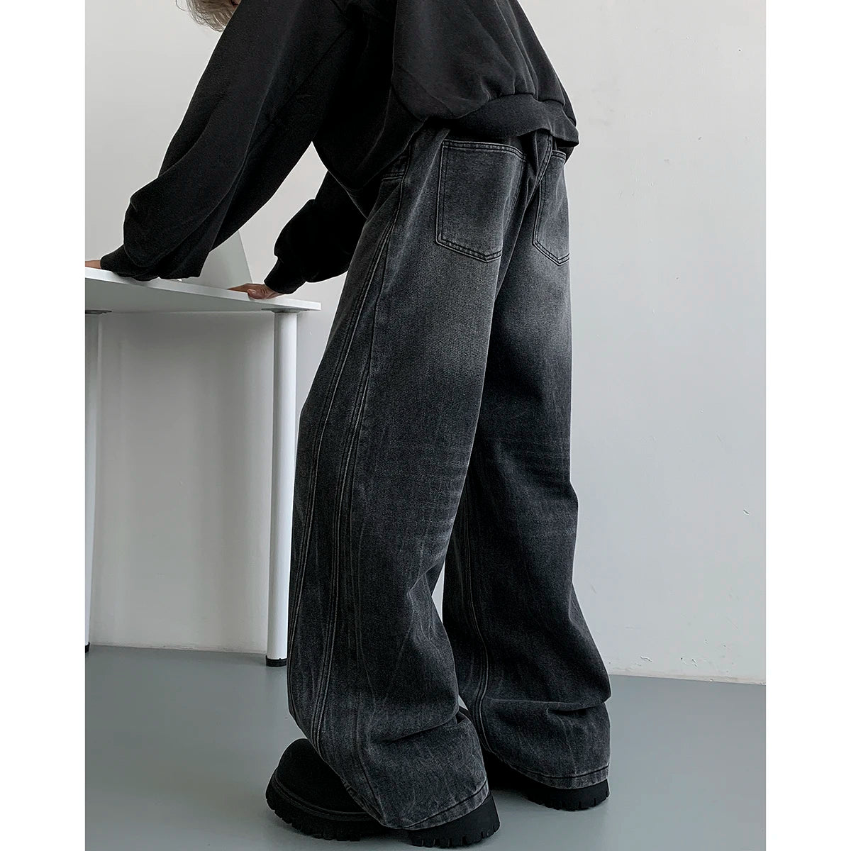 Nostalgic Winter Blue Patchwork Denim Jeans