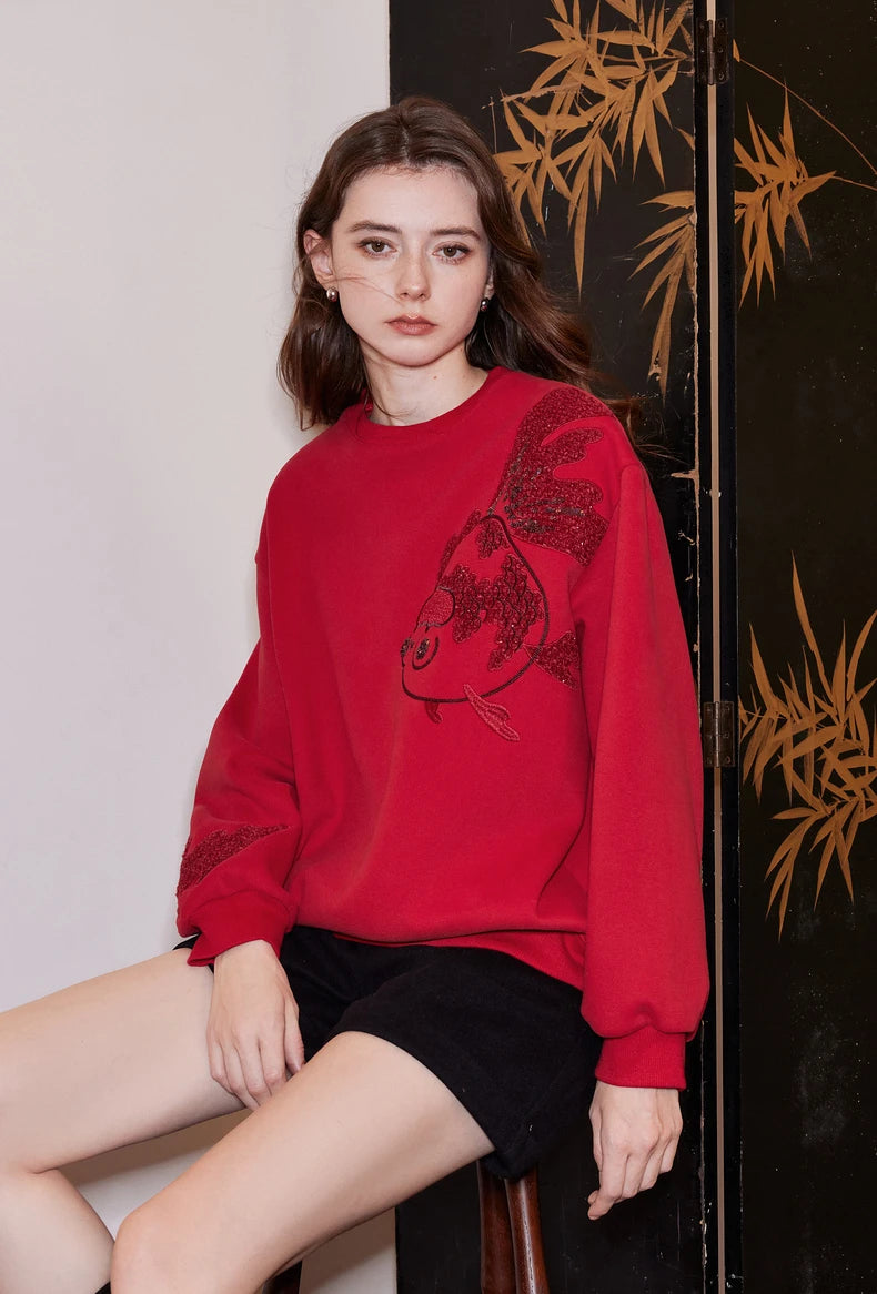 Cozy Thick Fleece Embroidered Sweaters