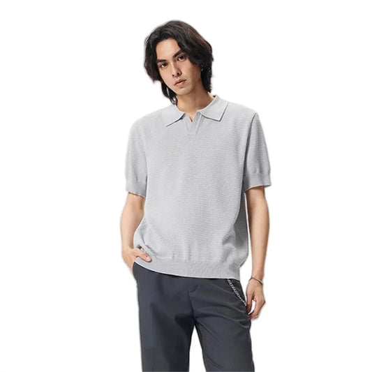 Retro Casual Knitted Polo T-shirt